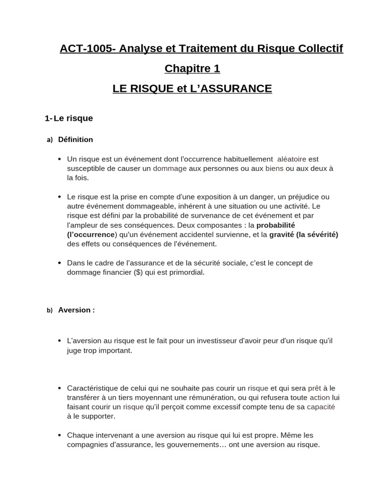 1E-Risque Et Assurance | PDF