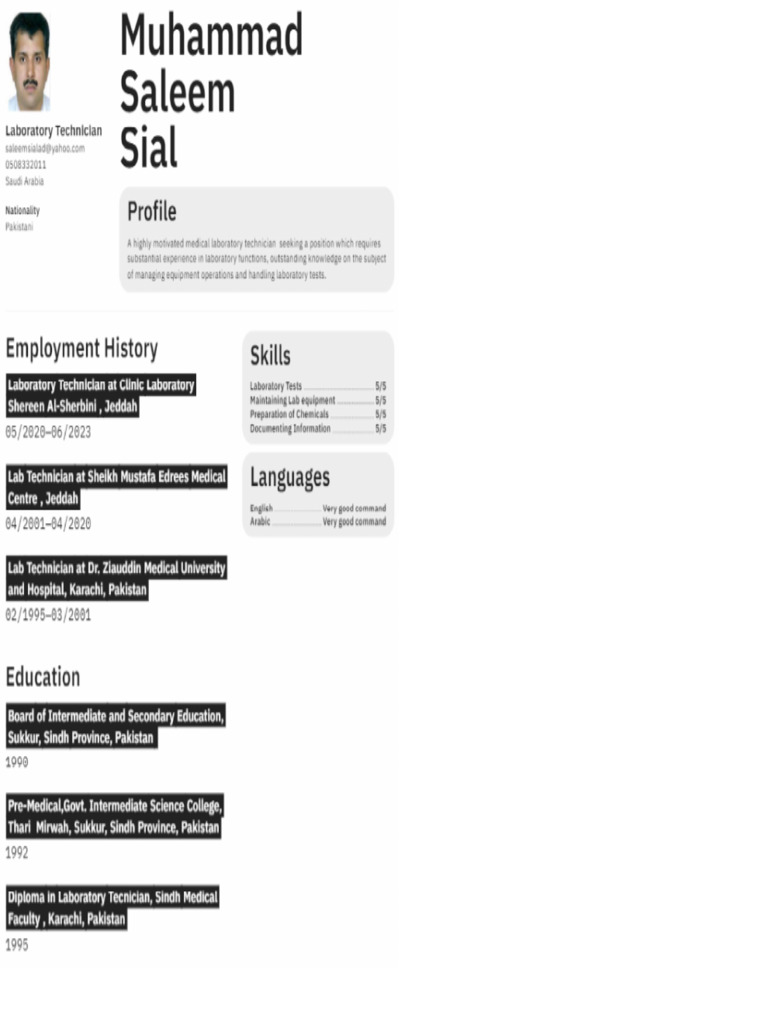 CV Format | PDF