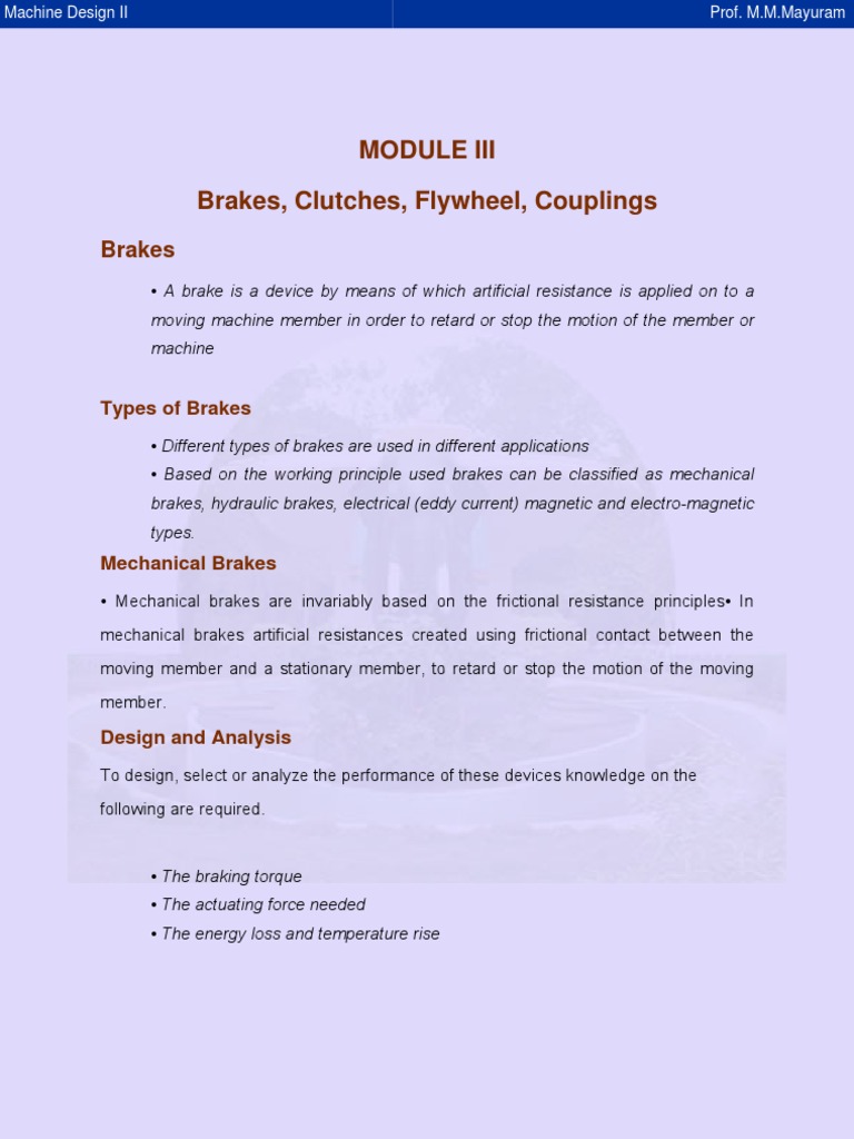 Machine Brakes, Clutches, Flywheels, Couplings PDF Clutch Brake