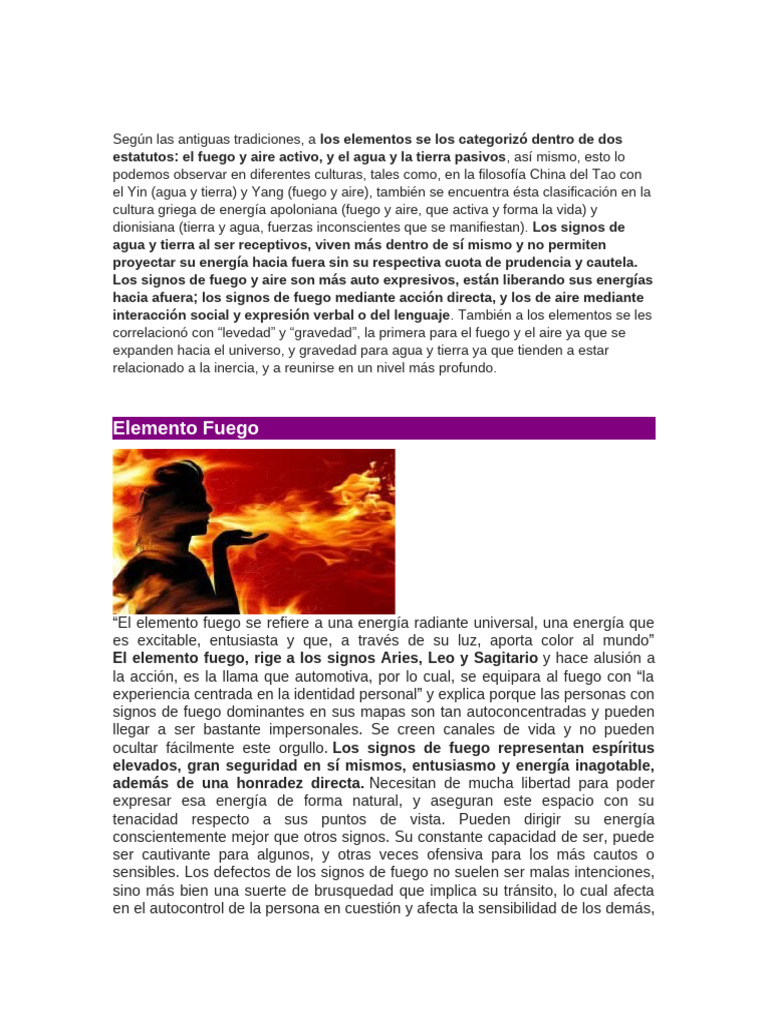 4 Elementos de La Naturaleza Astrologica | PDF