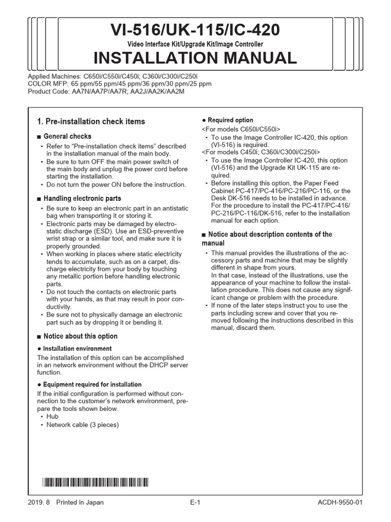 VI 516 - UK 115 - IC 420InstallInstr | PDF
