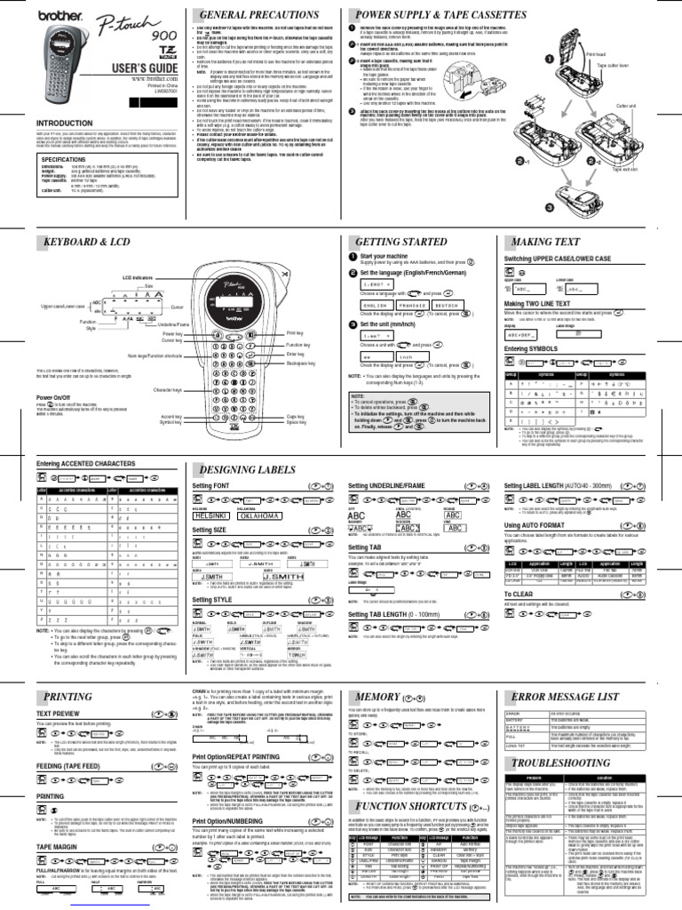 Ptouch pt900 | PDF