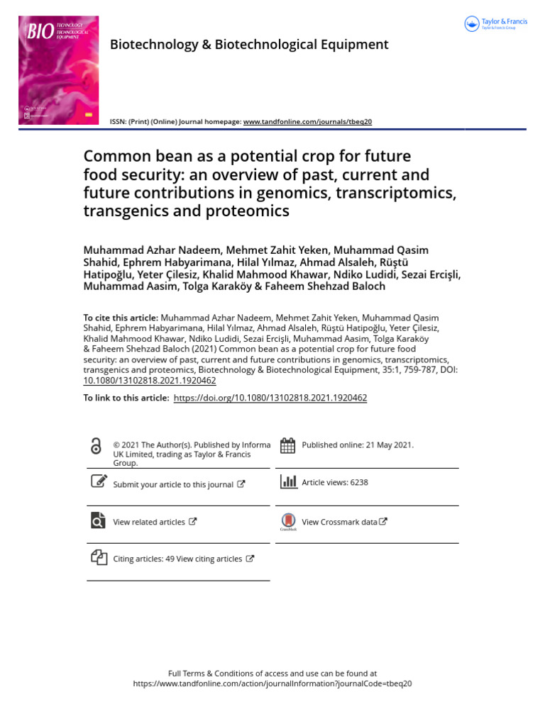 Common Bean As A Potential Crop For Future Food Security An Overview of ...