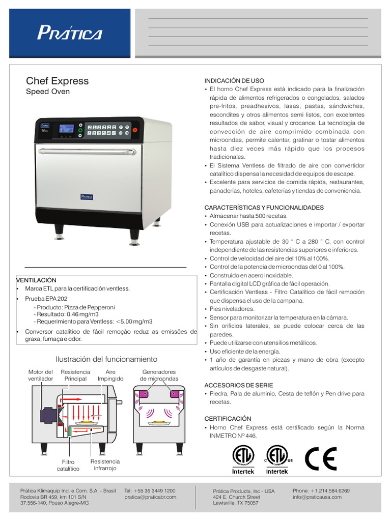 Spec Sheet Express Chef Español | PDF