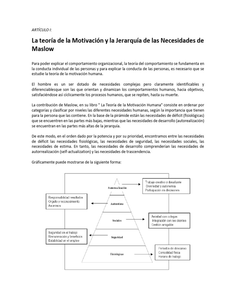 Teoria de La Motivación y Necesidades | PDF | Motivación | Motivacional
