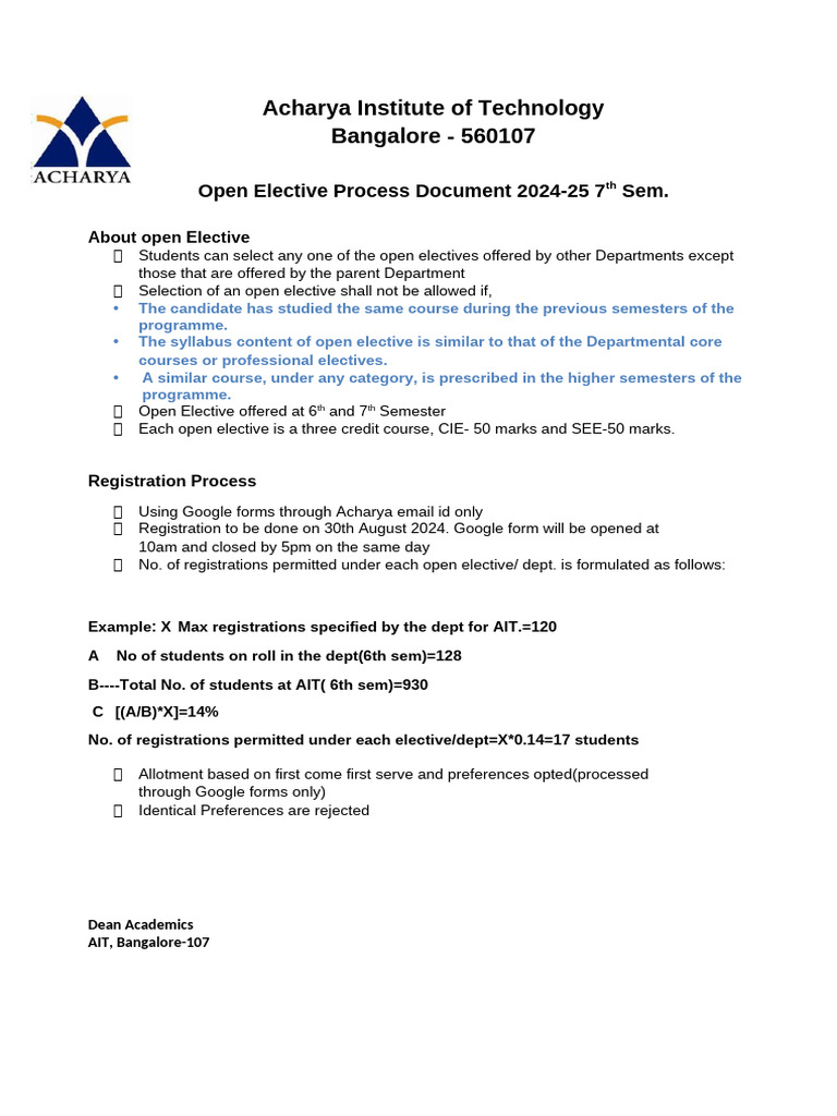 7th Semester Open Elective Process | PDF