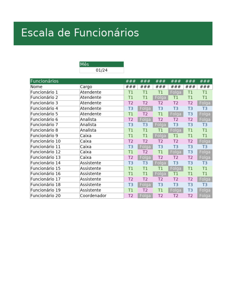 Planilha de Escala de Trabalho | PDF