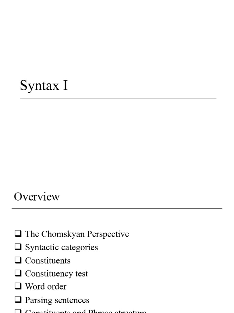 LING 200 Chapter 5 Syntax I | PDF
