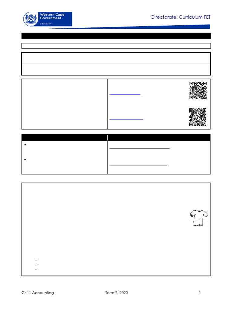 Accounting Grade 11 Term 2 Week 7 2020 | PDF