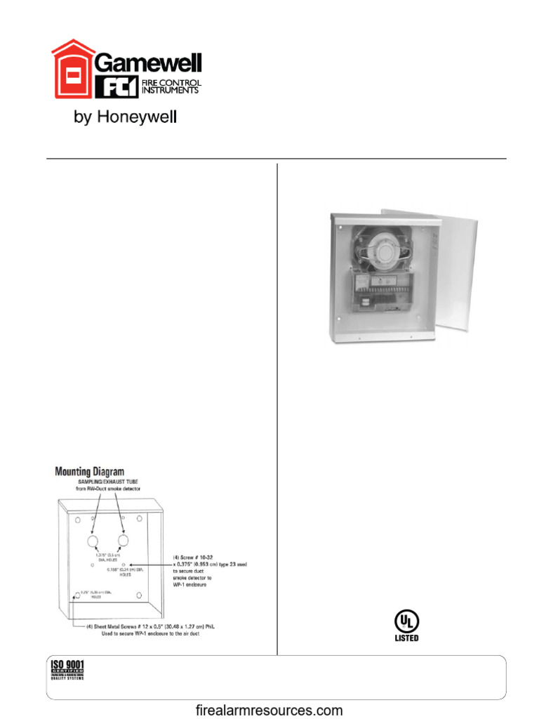 Gamewell Fci 72247 Duct Detector Enclosure 6405891723 | PDF