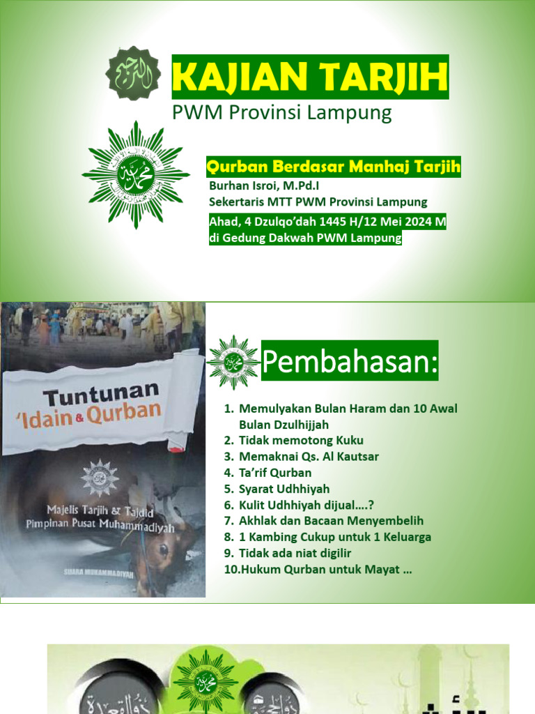 Kajian Tarjih PWM Qurban Oleh Isroi | PDF