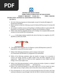 Ss 1 Biology 3rd Term Exam