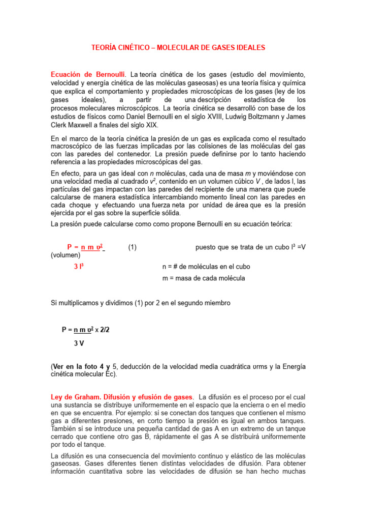 Teoría Cinético Molecular de Gases | PDF