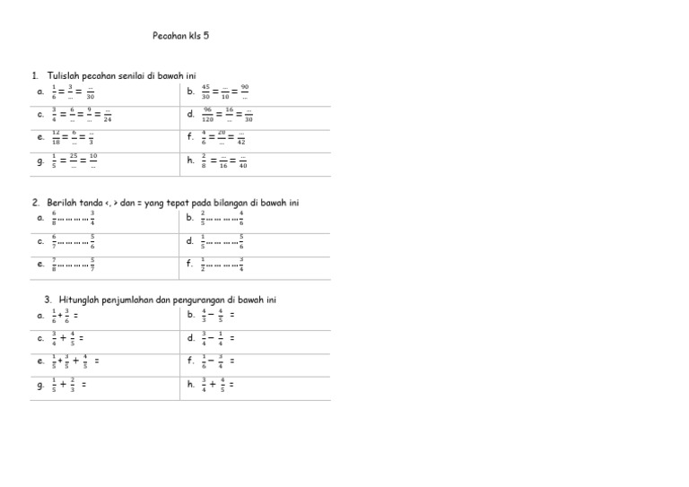 2 Rangkap Pecahan Kls 5 | PDF