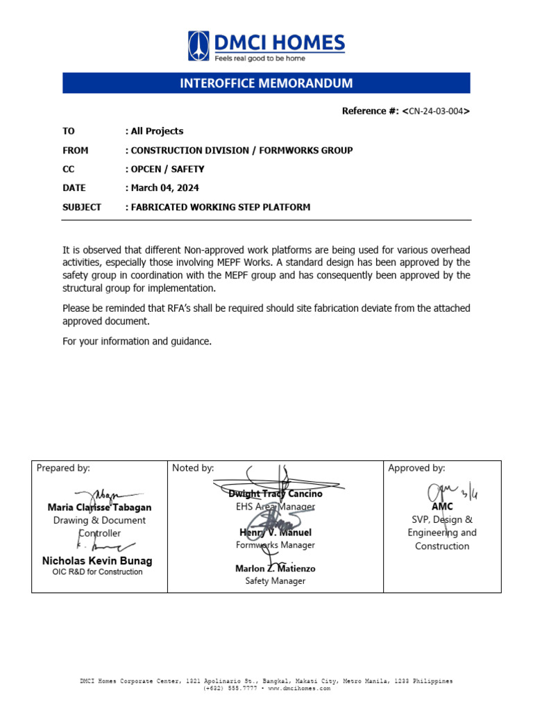 RFA Fabricated Working Step Platform | PDF