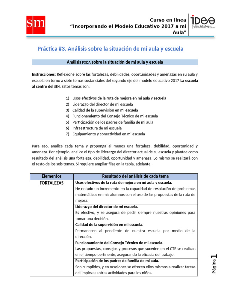 Práctica #3. Análisis Sobre La Situación de Mi Aula y Escuela | PDF ...