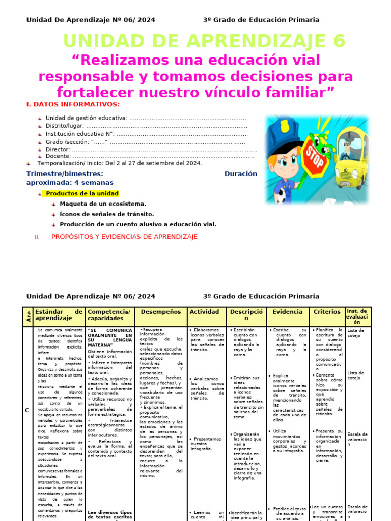 3° Grado Unidad de Aprendizaje 6 Setiembre 2024 | PDF