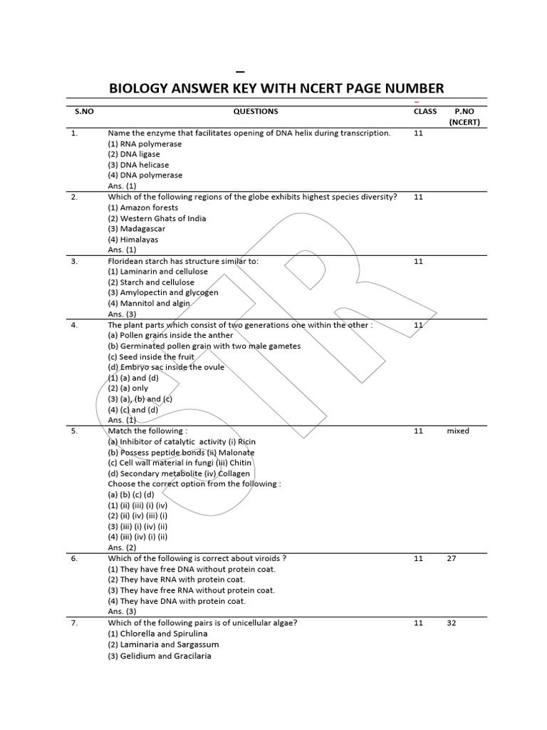 NEET Biology Exam Questions With Answer Key English Medium PDF Download ...