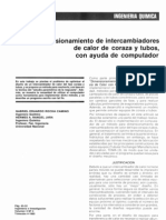  Dimensionamiento de intercambiadores de calor de coraza y tubos, con ayuda de computador