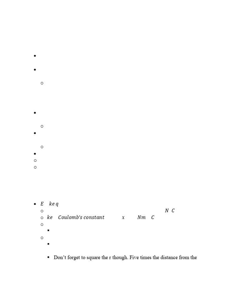 Electric Fields Notes PDF