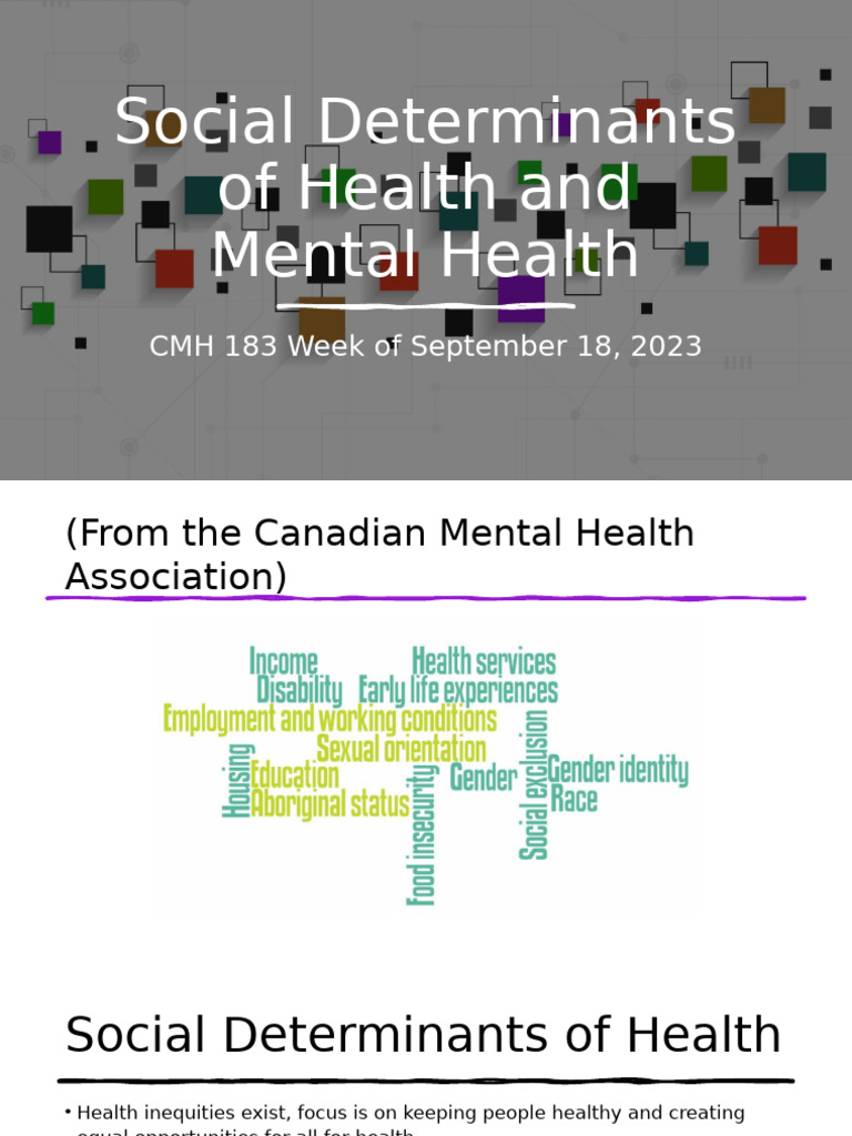 CMH 183 Social Determinants of Health and Mental Health | PDF