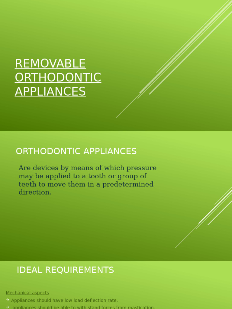 Removable Orthodontic Appliances | PDF
