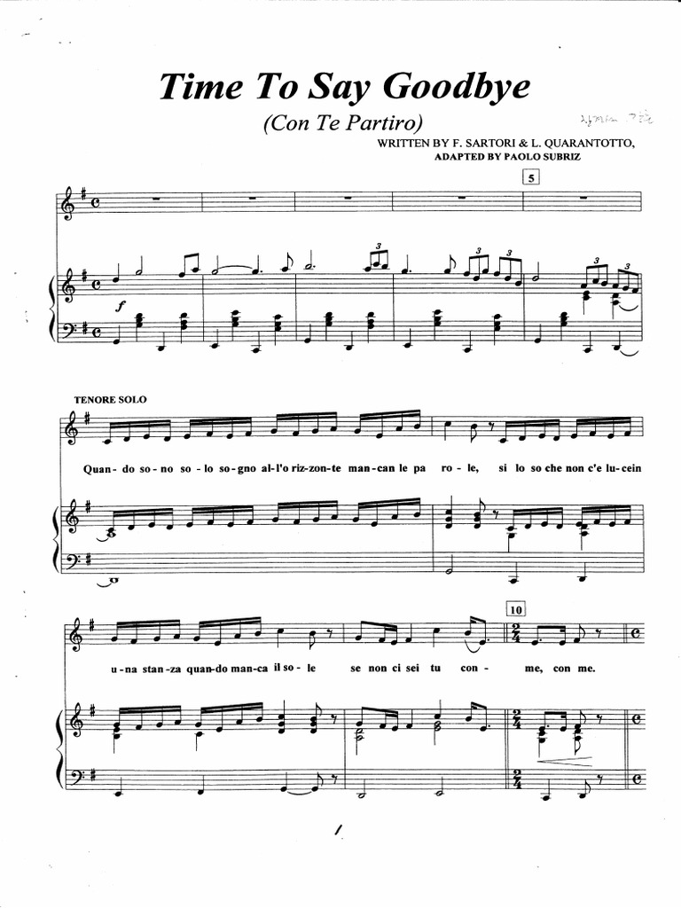Time To Say Goobye | PDF