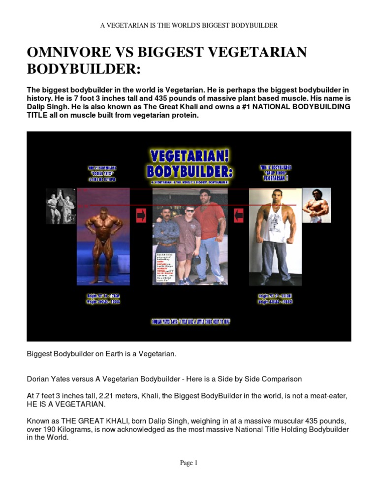 Vegetarian Vs Omnivore Body Builder Comparison Side By Side