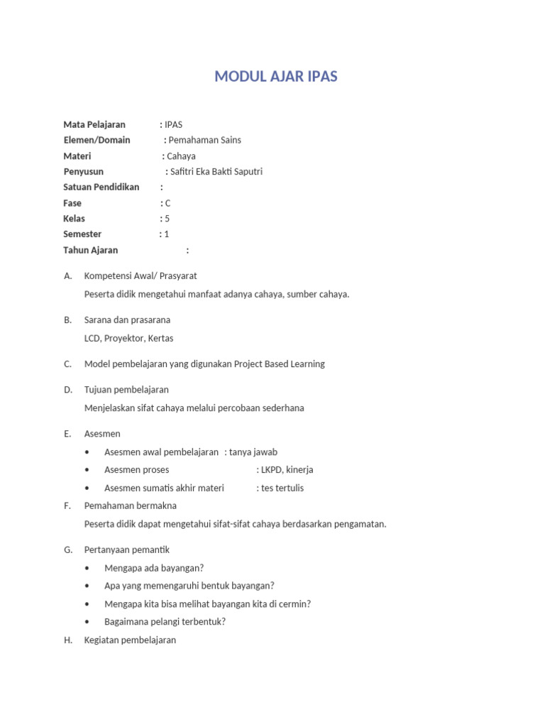 Contoh RPP | PDF
