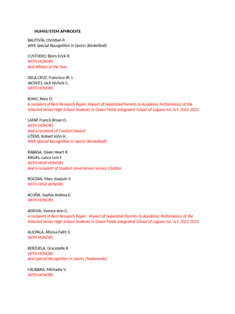 Grade-12-HUMSS.STEM-AWARDS | PDF