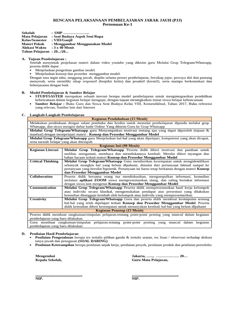 RPP Bab 1 Seni Rupa | PDF