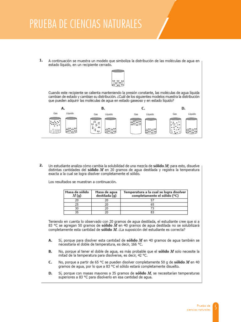 Cuadernillo de Preguntas Saber 11 Ciencias Naturales Mini | PDF
