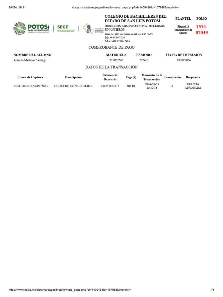 Comprobante de Pago | PDF