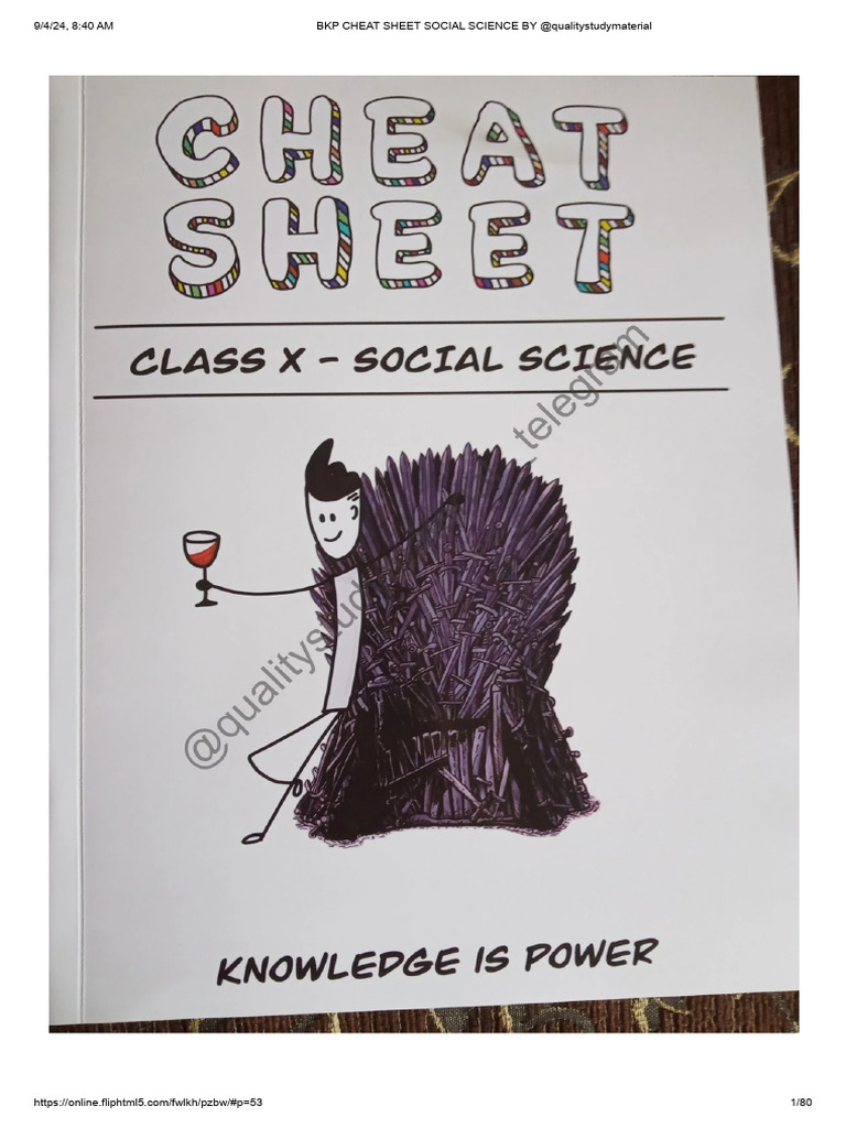 Bkp Cheat Sheet Social Science by Qualitystudymaterial PDF