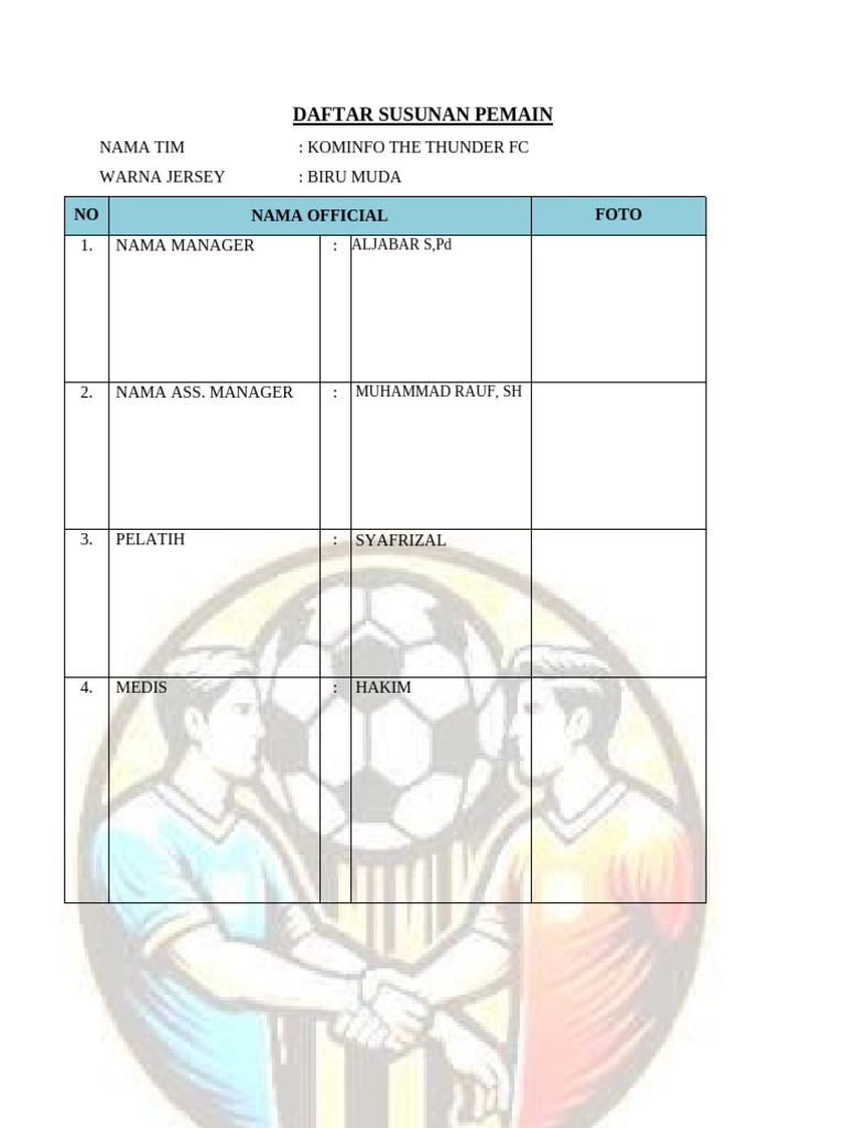 Daftar Susunan Pemain | PDF