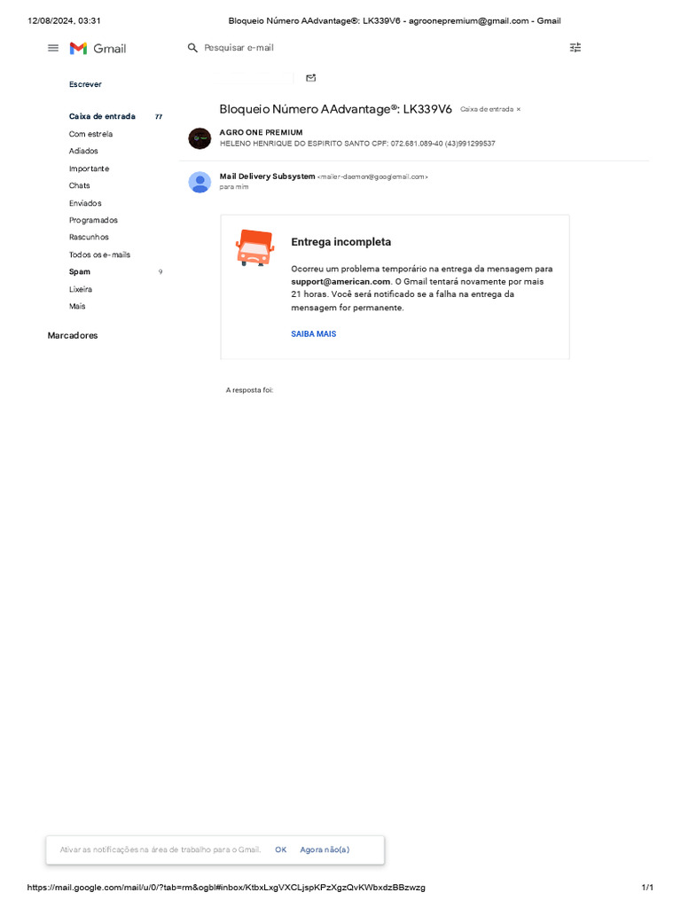 Bloqueio n mero aadvantage lk339v6 agroonepremium gmail gmail