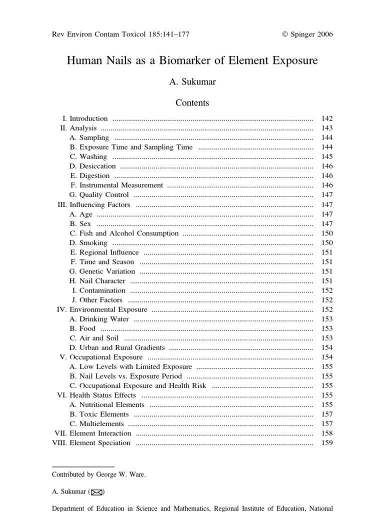 Human Nails As A Biomarker of Element Exposure | PDF | Tobacco Smoking ...