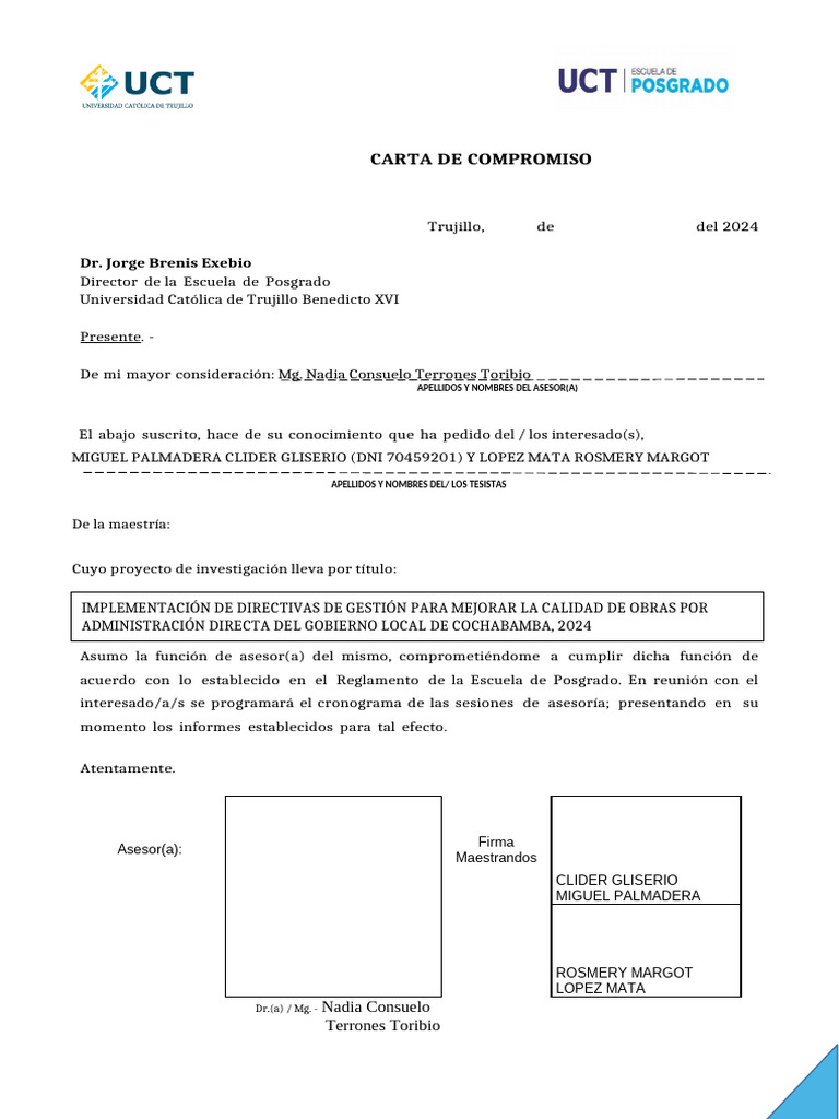Carta de Compromiso-Actualizada | PDF