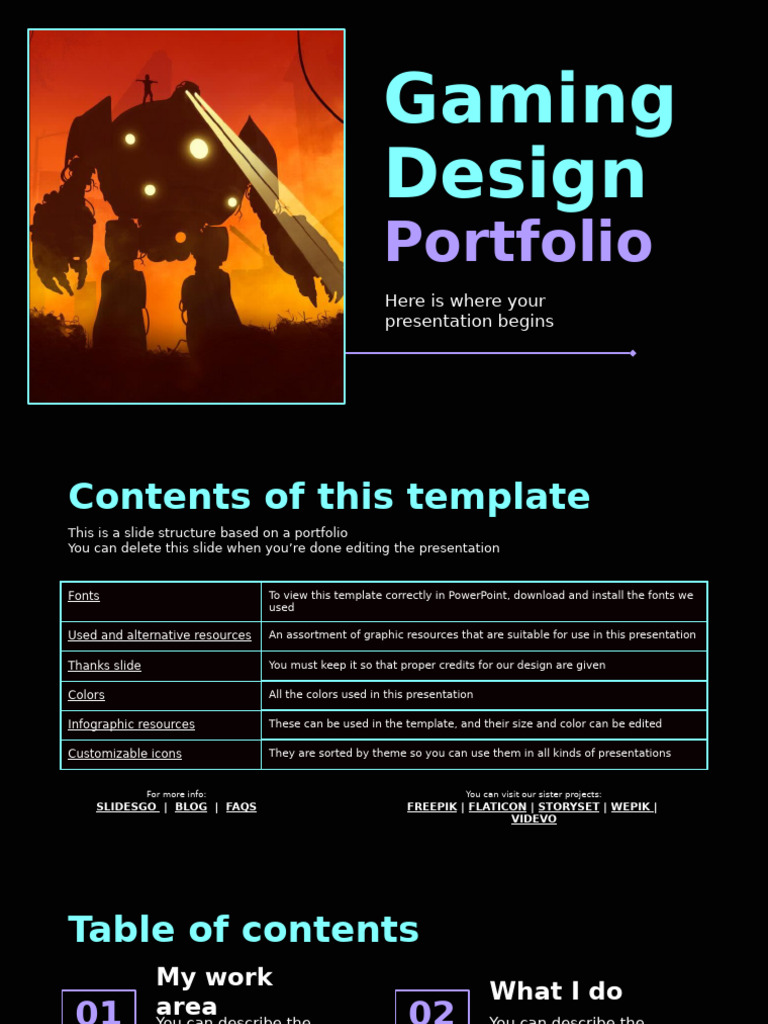 Gaming Design Portfolio by Slidesgo | PDF