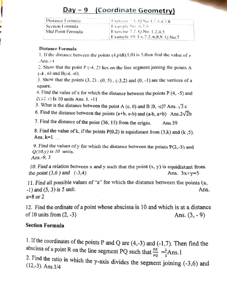 Distance and Midpoint Formulas | PDF | Cartesian Coordinate System | Circle