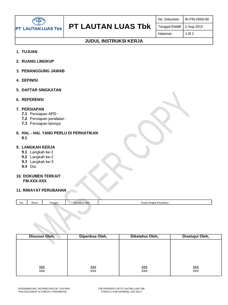Template Instruksi Kerja | PDF