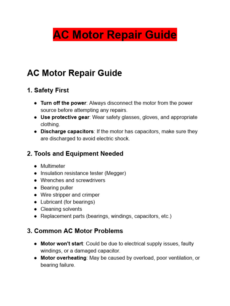 AC Motor Repair Guide | PDF