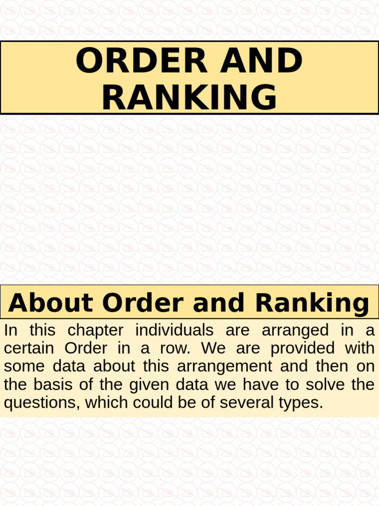 L-10 Order and Ranking | PDF