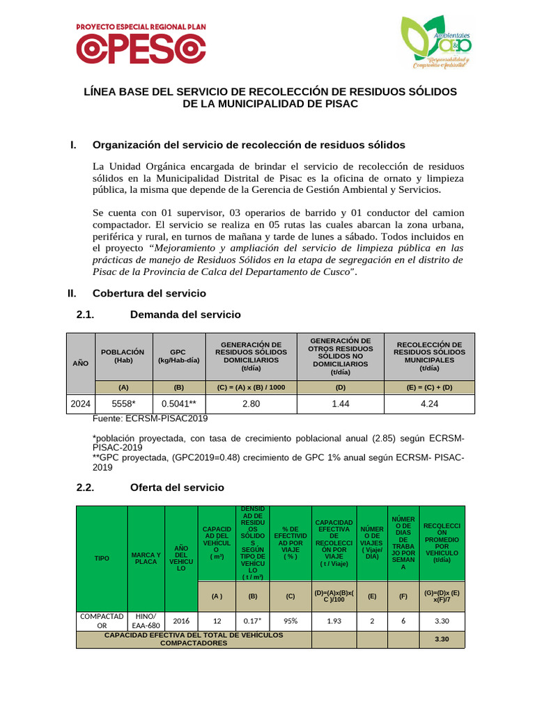 Formato Linea Base Recoleccion de RRSS | PDF
