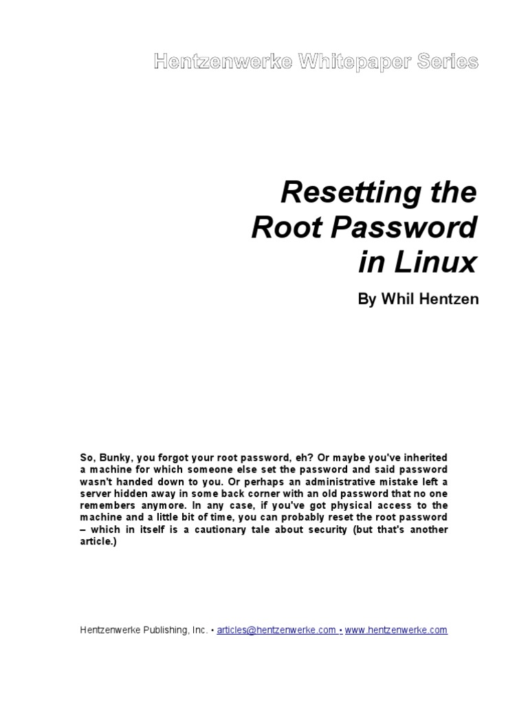 Resetting Root Password | How to Change Password in Linux – FWPF