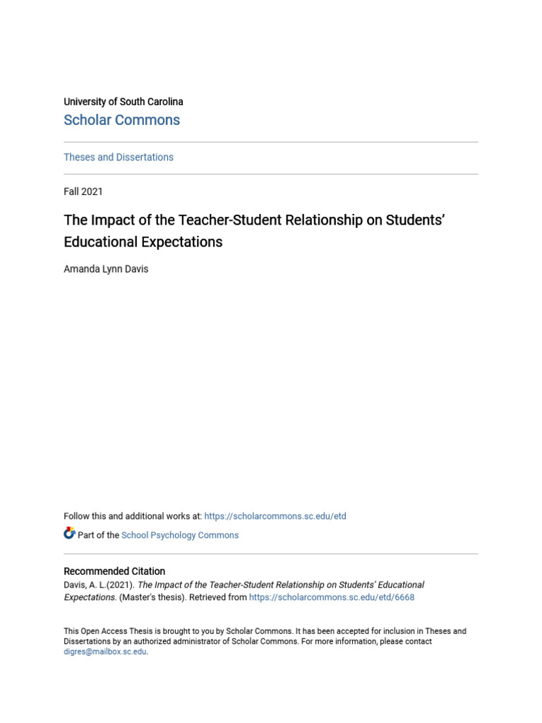 The Impact of The Teacher-Student Relationship On Students - Educa | PDF