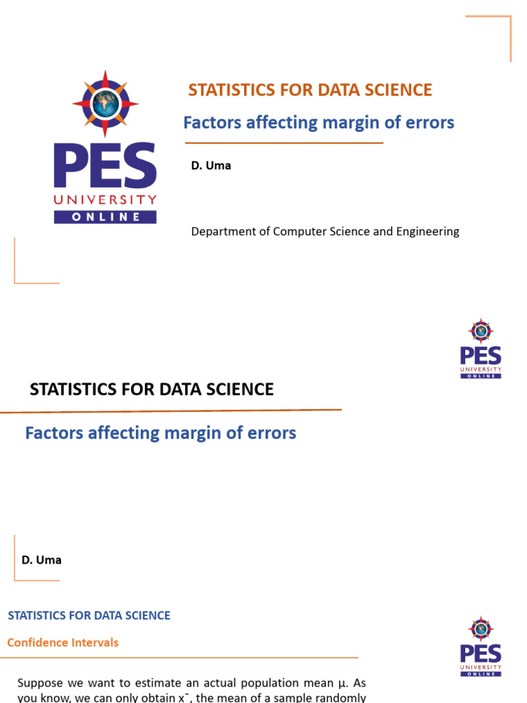 Statistics For Data Science: Factors Affecting Margin of Errors | PDF