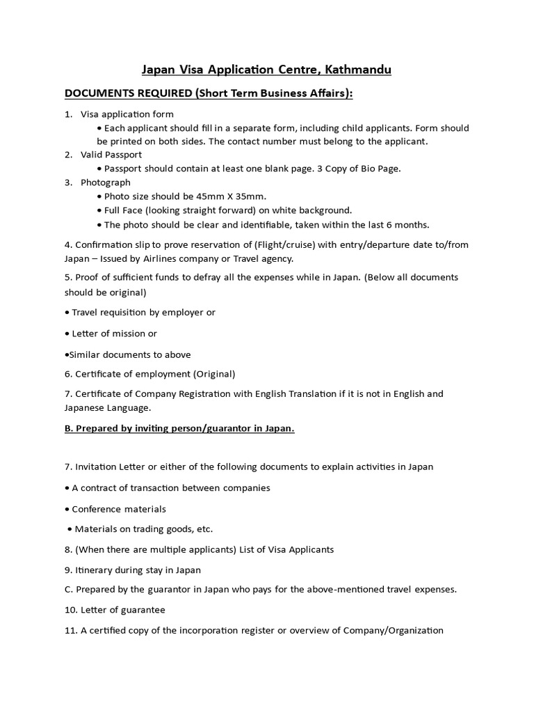 JAPAN Checklist | PDF