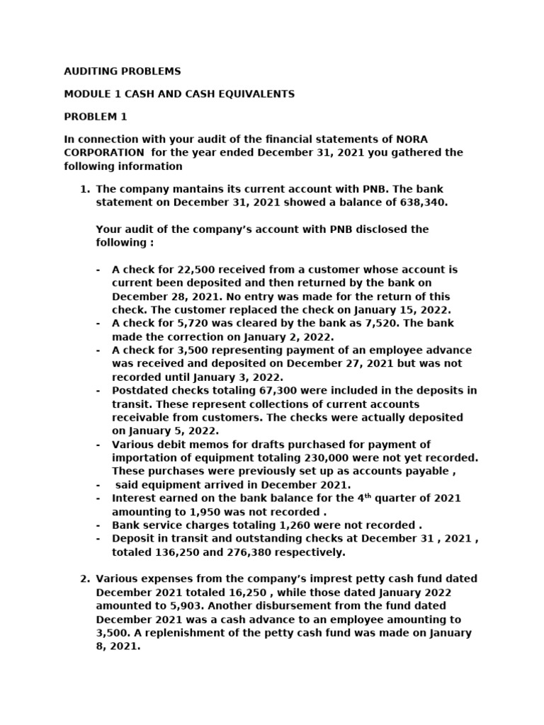 Auditing Problems Cash 2 | PDF