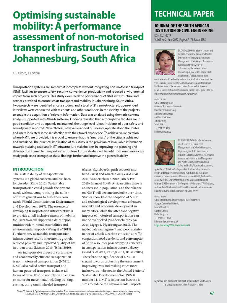 Optimising Sustainable Mobility: A Performance Assessment of Non ...